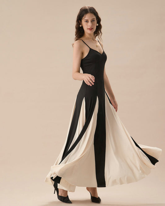 Alina | Vestido Negro y Blanco de Tirantes